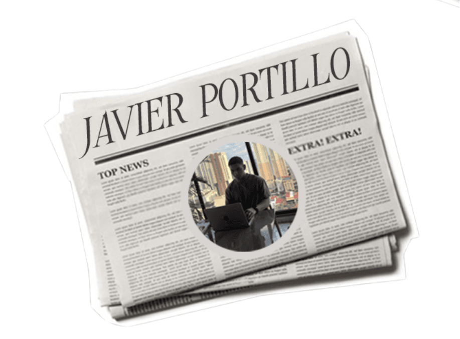Retrato de Javier Portillo, estilo recorte de periódico